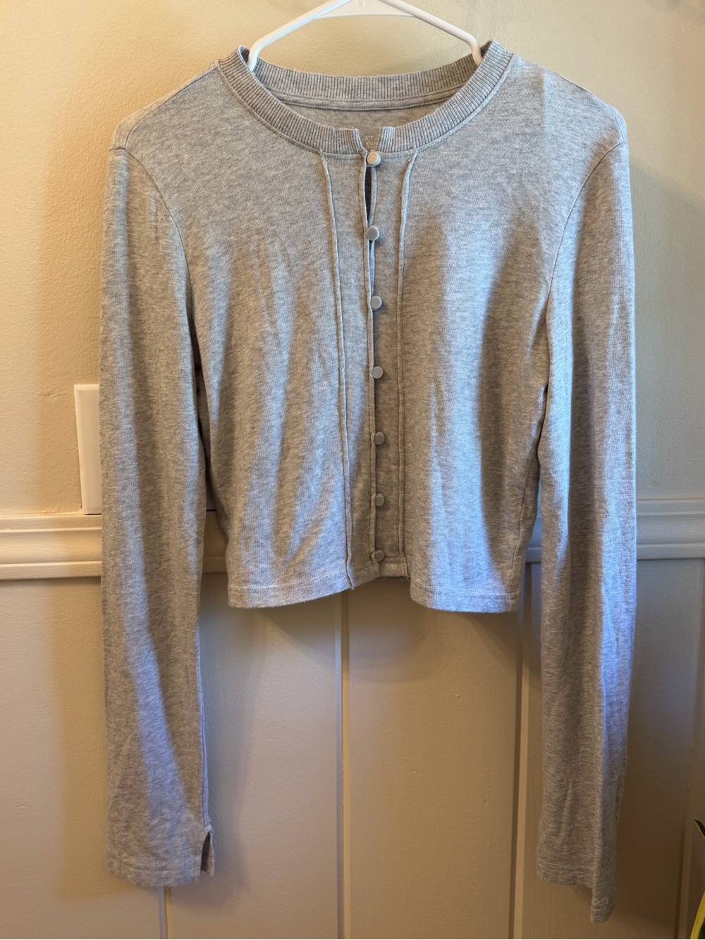 NWT Aerie Cropped Button Cardigan Heather Gray Size Small
